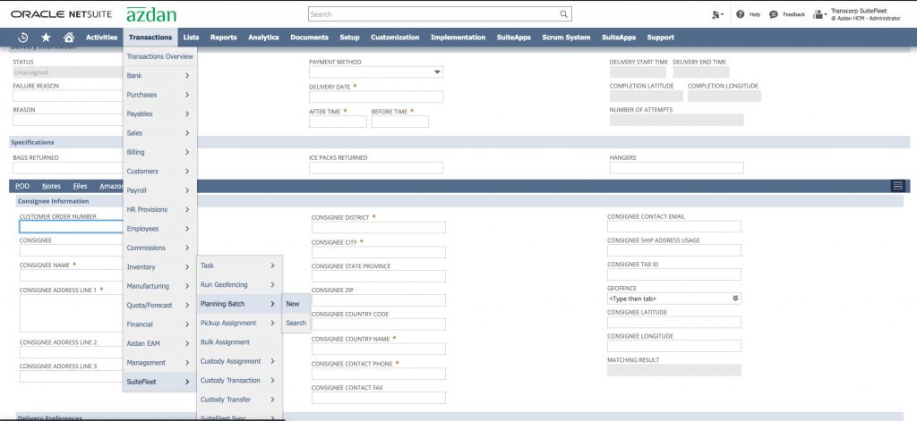 Delivery Management Oracle NetSuite