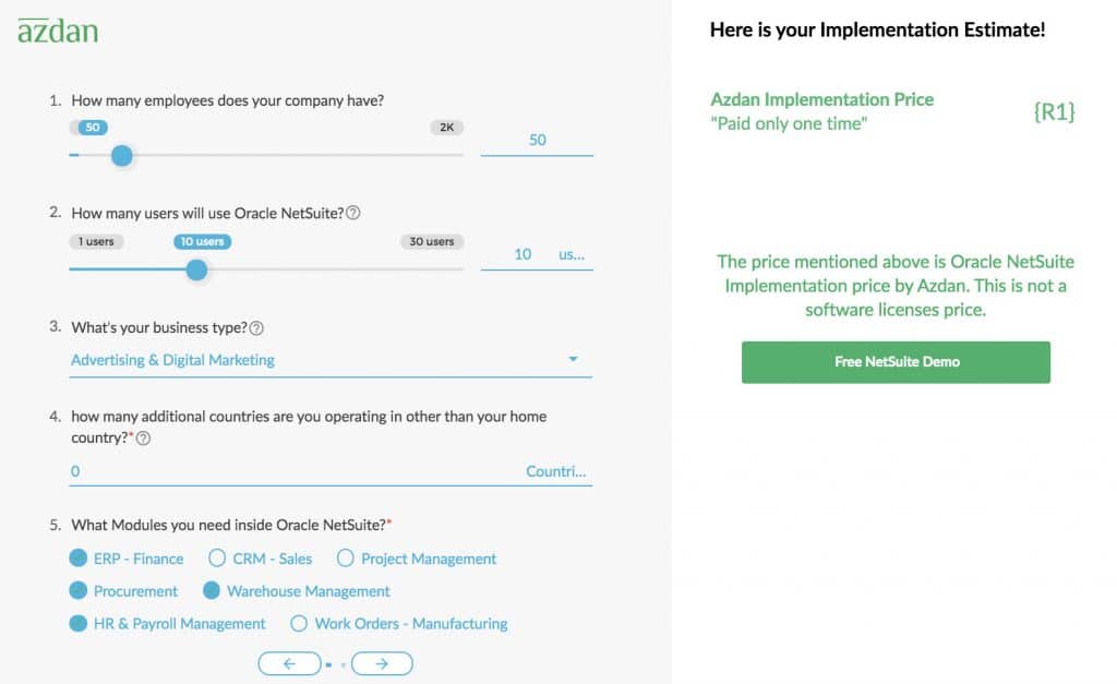 Oracle NetSuite Pricing Calculator