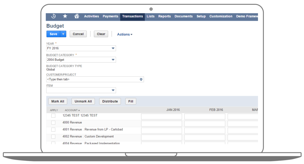 Budgets in NetSuite